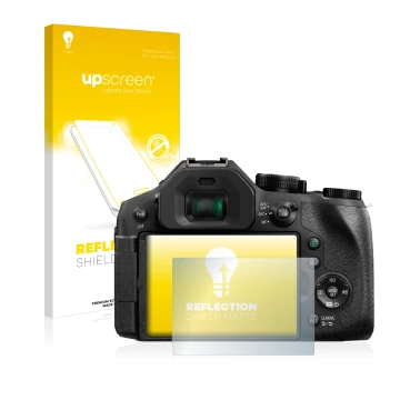 Front side of a product packaging with the brand logo upscreen. Next to it is the device Panasonic Lumix DMC-FZ330 shown with 