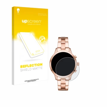 Front side of a product packaging with the brand logo upscreen. Next to it is the device Michael Kors Access Runway (41 mm) sh