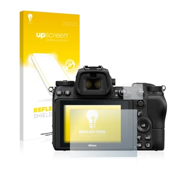 Front side of a product packaging with the brand logo upscreen. Next to it is the device Nikon Z 6 shown with the correspondin