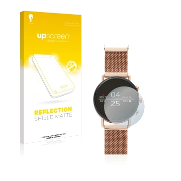 Front side of a product packaging with the brand logo upscreen. Next to it is the device Skagen Smartwatch Falster 40mm shown 