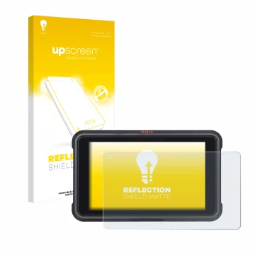 Front side of a product packaging with the brand logo upscreen. Next to it is the device Atomos Ninja V shown with the corresp