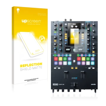 Front side of a product packaging with the brand logo upscreen. Next to it is the device Rane Seventy-Two shown with the corre