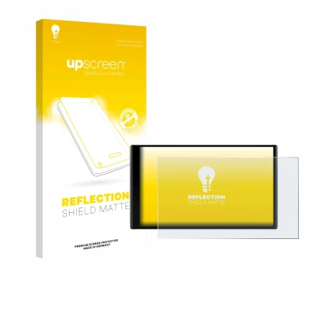 Front side of a product packaging with the brand logo upscreen. Next to it is the device Garmin DriveTrack 71 shown with the c