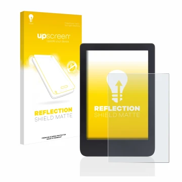 Front side of a product packaging with the brand logo upscreen. Next to it is the device Tolino Shine 3 shown with the corresp