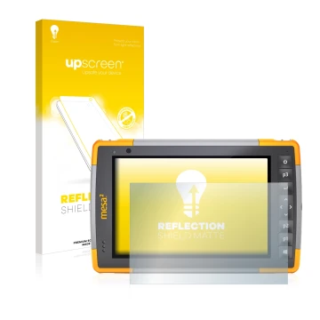 Front side of a product packaging with the brand logo upscreen. Next to it is the device Juniper Systems Mesa 2 Rugged Tablet 