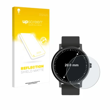 Front side of a product packaging with the brand logo upscreen. Next to it is the device Circular Displays (ø: 20 mm) shown wi