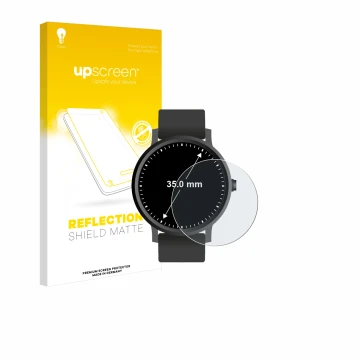 Front side of a product packaging with the brand logo upscreen. Next to it is the device Circular Displays (ø: 35 mm) shown wi