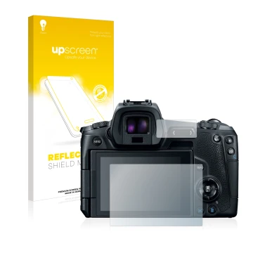 Front side of a product packaging with the brand logo upscreen. Next to it is the device Canon EOS R shown with the correspond