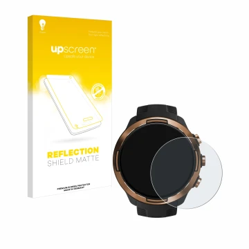 Front side of a product packaging with the brand logo upscreen. Next to it is the device Suunto 9 Baro shown with the correspo