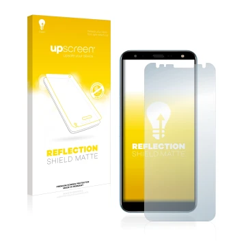 Front side of a product packaging with the brand logo upscreen. Next to it is the device LG K40 shown with the corresponding s