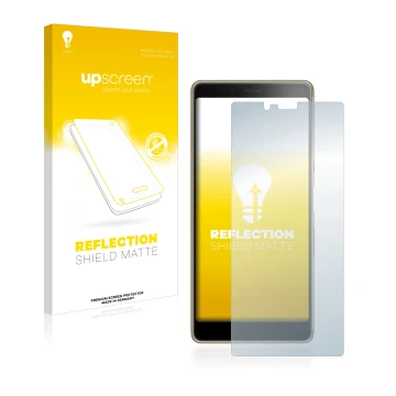 Front side of a product packaging with the brand logo upscreen. Next to it is the device Sony Xperia L3 shown with the corresp