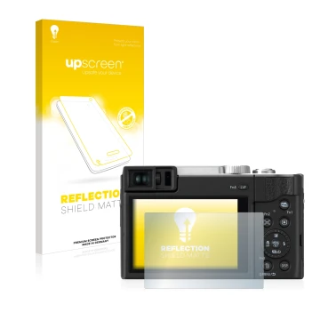 Front side of a product packaging with the brand logo upscreen. Next to it is the device Panasonic Lumix DC-TZ96 shown with th