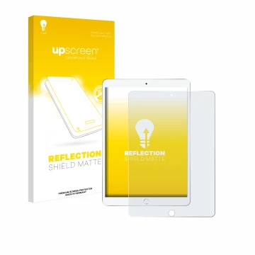 Front side of a product packaging with the brand logo upscreen. Next to it is the device Apple iPad Air 2019 (3th Gen.) shown 