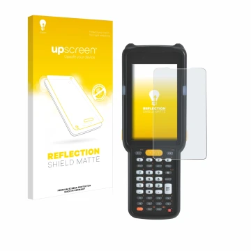 Front side of a product packaging with the brand logo upscreen. Next to it is the device Zebra MC330 shown with the correspond