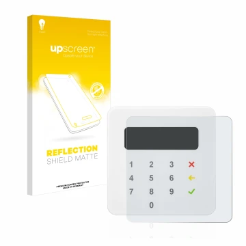 Front side of a product packaging with the brand logo upscreen. Next to it is the device SumUp Air shown with the correspondin