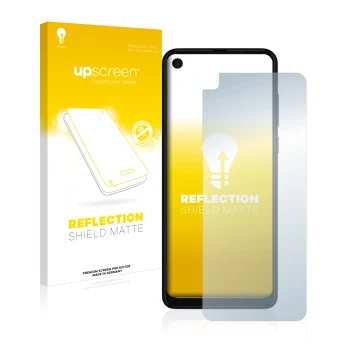 Front side of a product packaging with the brand logo upscreen. Next to it is the device Motorola One Vision shown with the co