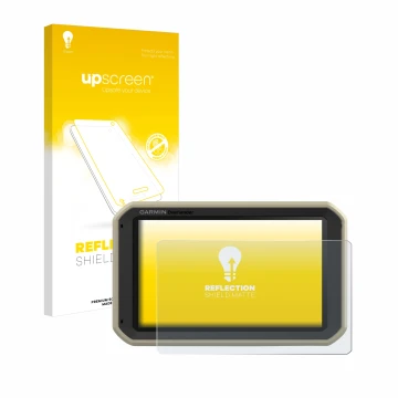 Front side of a product packaging with the brand logo upscreen. Next to it is the device Garmin Overlander shown with the corr