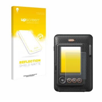 Front side of a product packaging with the brand logo upscreen. Next to it is the device Fujifilm Instax Mini LiPlay shown wit