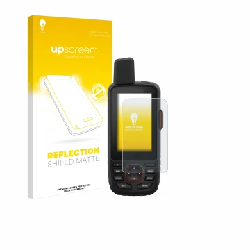 Front side of a product packaging with the brand logo upscreen. Next to it is the device Garmin GPSMAP 66i shown with the corr