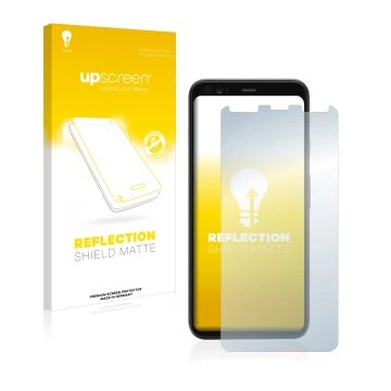 Front side of a product packaging with the brand logo upscreen. Next to it is the device Google Pixel 4 shown with the corresp