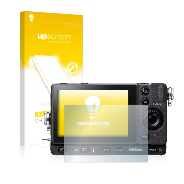 Front side of a product packaging with the brand logo upscreen. Next to it is the device Sigma FP shown with the corresponding