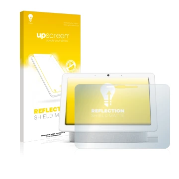 Front side of a product packaging with the brand logo upscreen. Next to it is the device Google Nest Hub Max shown with the co