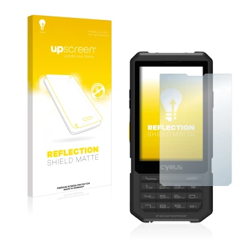 Front side of a product packaging with the brand logo upscreen. Next to it is the device Cyrus CM 17 Hybrid shown with the cor