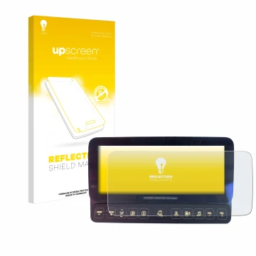 Front side of a product packaging with the brand logo upscreen. Next to it is the device Mercedes-Benz Actros 2019 Touch-Displ