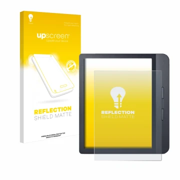 Front side of a product packaging with the brand logo upscreen. Next to it is the device Kobo Libra H2O shown with the corresp