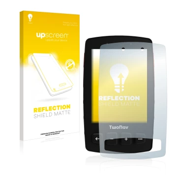 Front side of a product packaging with the brand logo upscreen. Next to it is the device TwoNav Trail 2 shown with the corresp