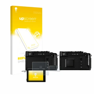 Front side of a product packaging with the brand logo upscreen. Next to it is the device Fujifilm X-Pro3 shown with the corres