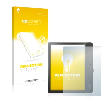 Front side of a product packaging with the brand logo upscreen. Next to it is the device Tolino Epos 2 shown with the correspo