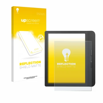 Front side of a product packaging with the brand logo upscreen. Next to it is the device Tolino Vision 5 shown with the corres