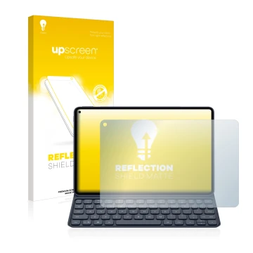 Front side of a product packaging with the brand logo upscreen. Next to it is the device Huawei MatePad Pro (2019) shown with 