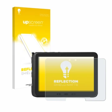 Front side of a product packaging with the brand logo upscreen. Next to it is the device Samsung Galaxy Tab Active Pro shown w