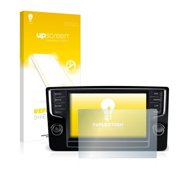 Front side of a product packaging with the brand logo upscreen. Next to it is the device Volkswagen Golf Sportsvan 2015 Discov