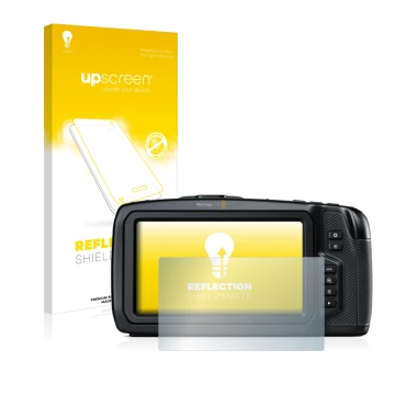 Front side of a product packaging with the brand logo upscreen. Next to it is the device Blackmagic Pocket Cinema Camera 6K sh