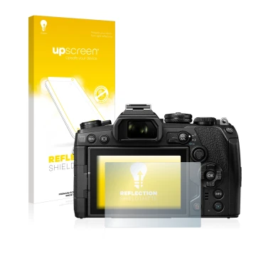Front side of a product packaging with the brand logo upscreen. Next to it is the device Olympus OM-D E-M1 Mark III shown with