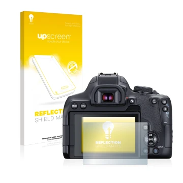 Front side of a product packaging with the brand logo upscreen. Next to it is the device Canon EOS 850D shown with the corresp