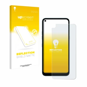 Front side of a product packaging with the brand logo upscreen. Next to it is the device LG K61 shown with the corresponding s