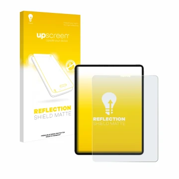 Front side of a product packaging with the brand logo upscreen. Next to it is the device Apple iPad 12.9