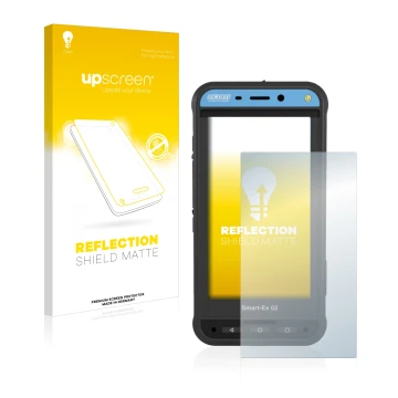 Front side of a product packaging with the brand logo upscreen. Next to it is the device Ecom Smart-Ex 02 DZ1 shown with the c