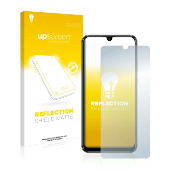 Front side of a product packaging with the brand logo upscreen. Next to it is the device Huawei P smart 2020 shown with the co