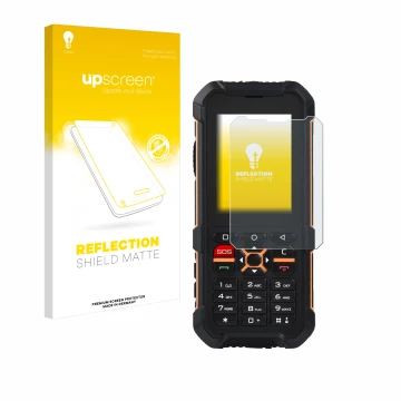Front side of a product packaging with the brand logo upscreen. Next to it is the device RugGear RG170 shown with the correspo