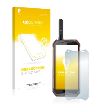 Front side of a product packaging with the brand logo upscreen. Next to it is the device Ulefone Armor 3w shown with the corre