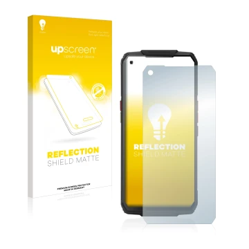 Front side of a product packaging with the brand logo upscreen. Next to it is the device Oukitel WP7 shown with the correspond