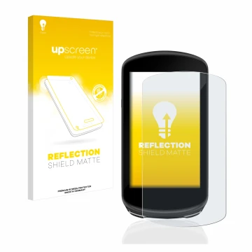 Front side of a product packaging with the brand logo upscreen. Next to it is the device Garmin Edge 1030 Plus shown with the 