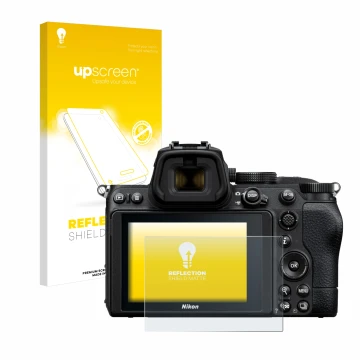 Front side of a product packaging with the brand logo upscreen. Next to it is the device Nikon Z 5 shown with the correspondin