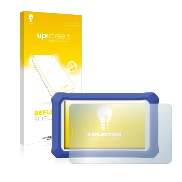 Front side of a product packaging with the brand logo upscreen. Next to it is the device Clementoni Clempad 9 Plus shown with 