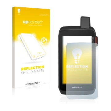 Front side of a product packaging with the brand logo upscreen. Next to it is the device Garmin Montana 700i shown with the co